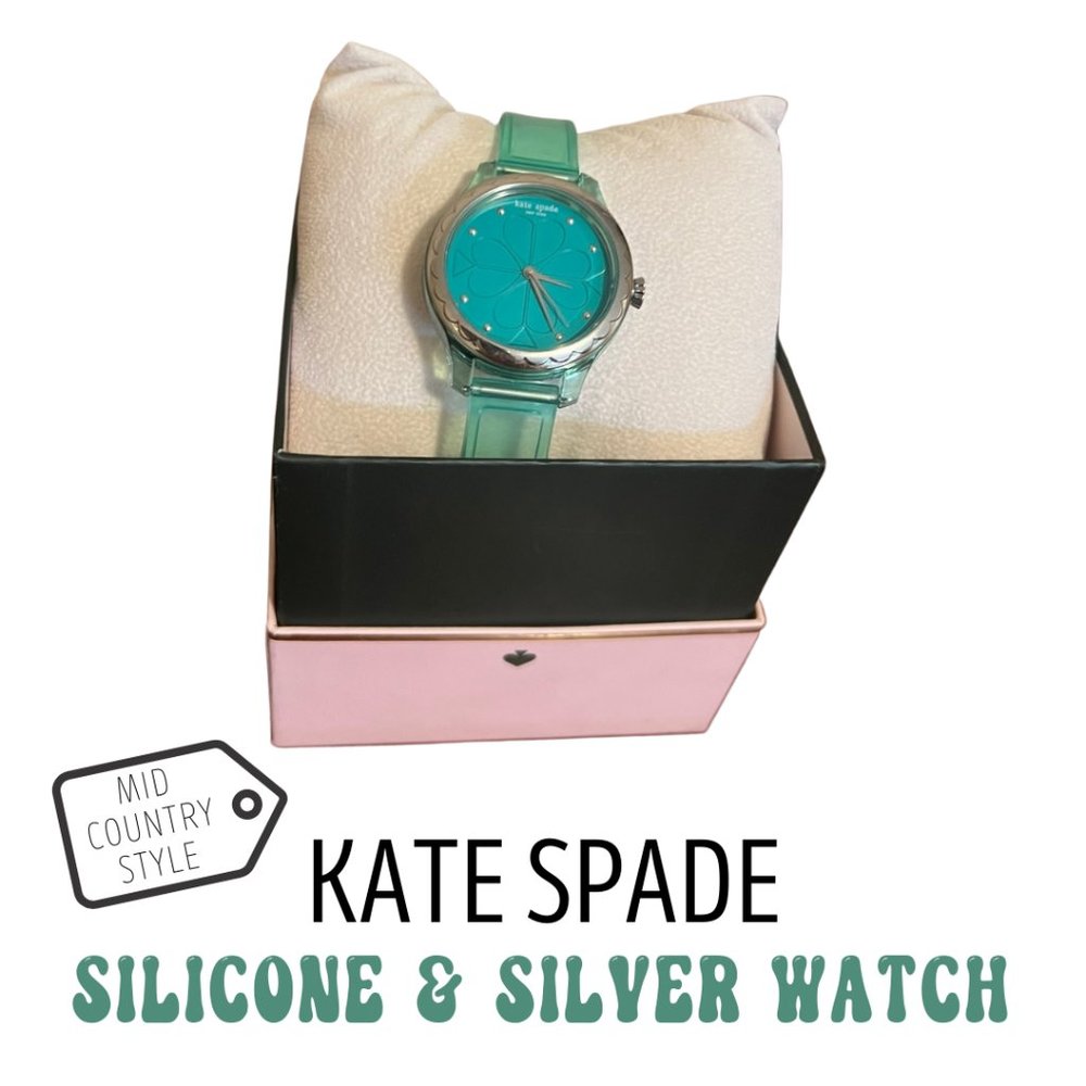 KATE SPADE • Blue Rosebank Watch with Silver Face • Silicone / Jelly Strap
